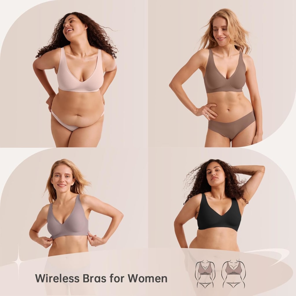 Seamless Deep V Push-Up Wireless Bra